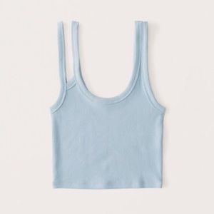 Abercrombie & Fitch Ribbed Asymmetrical Tank - Baby Blue